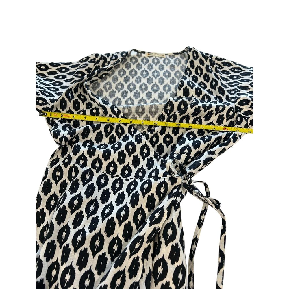 Marine Layer Black and White Printed Wrap Midi Dress - Picture 8 of 9